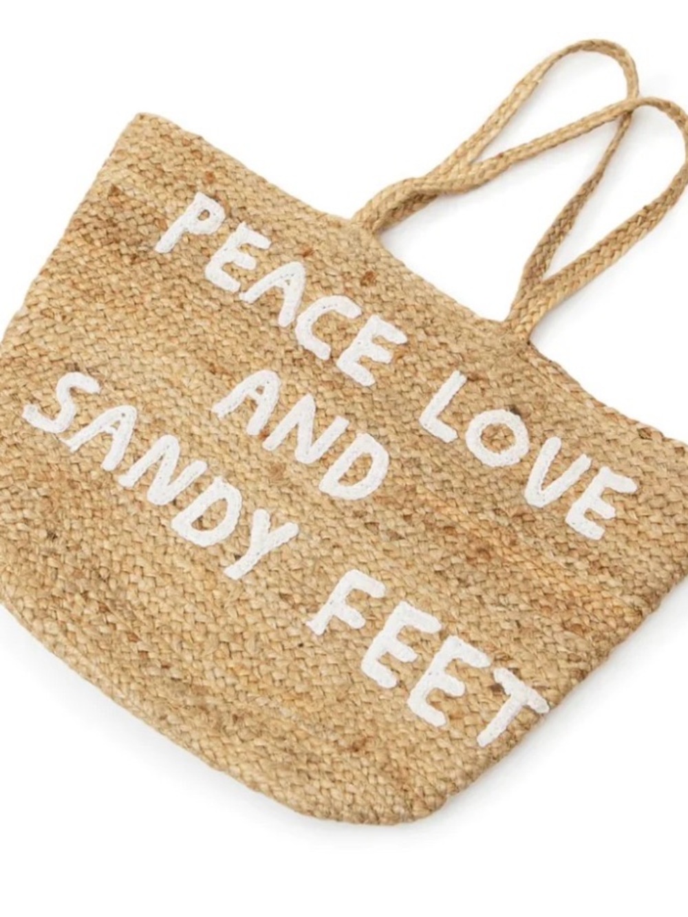 Sugarboo & Co - Jute Tote Bag 'Peace Love and Sandy Feet' Print